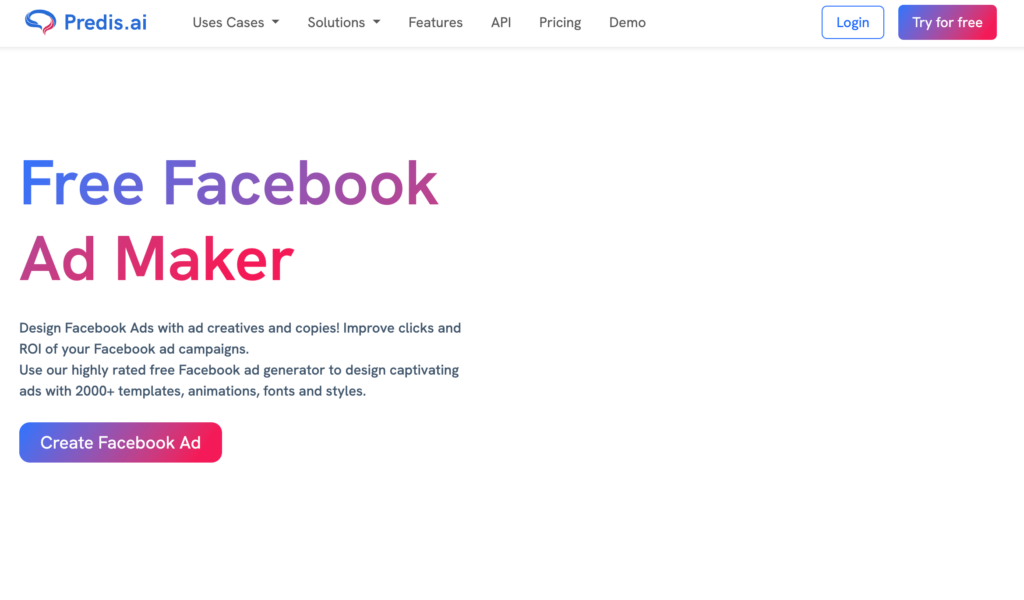 Try Creating Amazing Facebook Ads With Predis.ai